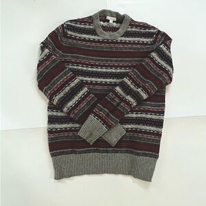 Gap Men’s Lambswool Holiday Sweater Medium Navy Red Fair Isle Crewneck M vintage